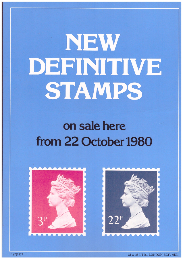 (image for) 1980 New Definitive Stamps Post Office A4 poster. PL(P) 2827. - Click Image to Close